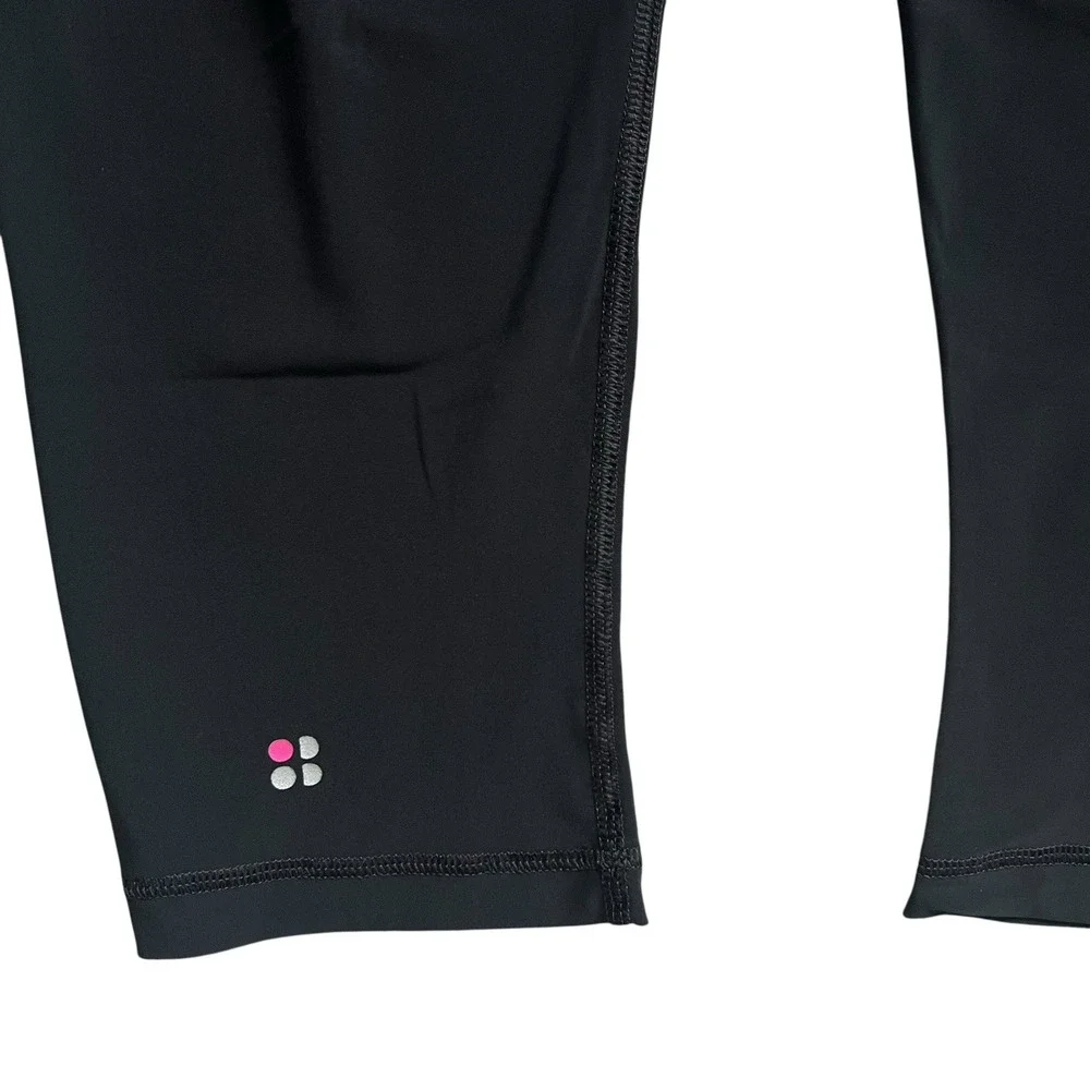 Sweaty Betty Womens Black Capri Leggings Size Small Rear Zipper Pocket